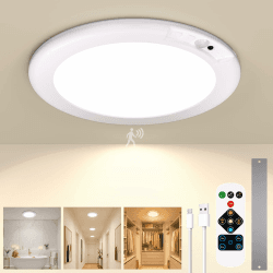 25CM Akku Lampe mit Bewegungsmelder 8000mAh, 3 Sensor Modus & 3CCT Dimmbar Magnetische Deckenlampe ohne Bohren ohne Stromanschluss, Fernbedienung/Timer Wiederaufladbare Deckenleuchte für Keller Flur 25CM-3CCT Angebot bei HelloDeals