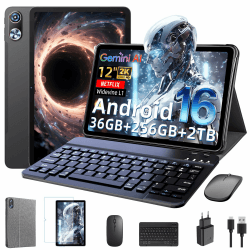 Raemond 12 Zoll Tablet mit Tastatur, Android 16 mit Gemini AI, 36GB RAM + 256GB ROM (2TB TF) 2000 * 1200 FHD 90Hz Display, Unisoc T7250 Octa-Core, 8MP+20MP Duale Kamera, Face ID, (Grau) Angebot bei HelloDeals