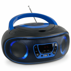 Denver TCL-212BT CD-Player Boombox Bluetooth USB FM-Radio Blau | Toplader, MP3-Wiedergabe, AUX-Eingang, Kopfhöreranschluss, LED-Licht, Netz- oder Batteriebetrieb Schwarz, Blau Angebot bei HelloDeals