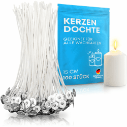 molinoRC 100x Kerzendocht 15cm [Lange BRENNDAUER] - Dochte für Kerzen perfekt zum Kerzengießen und Kerzen Basteln - Rußfreie Kerzendochte 15 cm Angebot bei HelloDeals