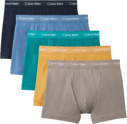 Calvin Klein Herren 5er Pack Boxershorts Trunks Unterwäsche S Yellow (Driftwood/ Moonlight Blue/ Fanfare/) Angebot bei HelloDeals
