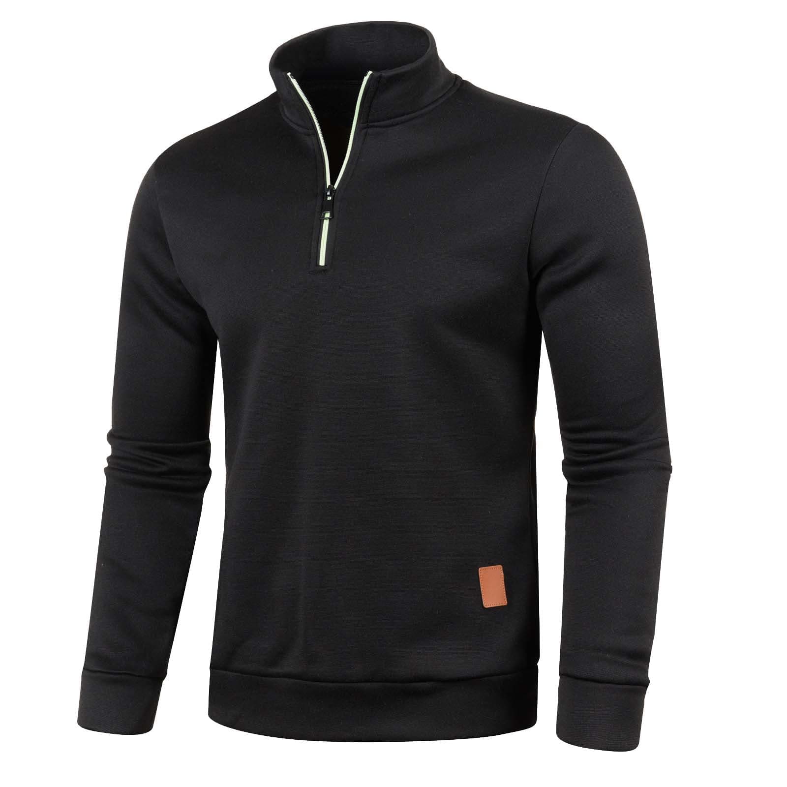 Half Zip Pullover Herren Sweatshirt Ohne Kapuze Männer für Solid Arbeitspullover Oversize Herbst Winter Fleecepullover Langarmshirt Sport Arbeitspullover Sweater Men Alphanumerisch 04 Schwarz M Angebot bei HelloDeals