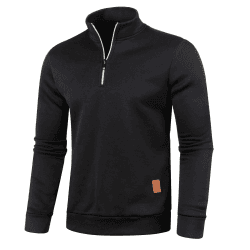 Half Zip Pullover Herren Sweatshirt Ohne Kapuze Männer für Solid Arbeitspullover Oversize Herbst Winter Fleecepullover Langarmshirt Sport Arbeitspullover Sweater Men Alphanumerisch 04 Schwarz M Angebot bei HelloDeals