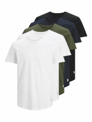 JACK & JONES 5er Pack Herren Shirts T-Shirt JJENOA Tee SS Crew Neck XL White/Detail:2 White - 1 Black - 1 Navy -1forest Angebot bei HelloDeals