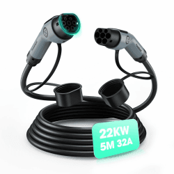 Typ-2-Ladekabel, 22KW 5M 32A Dreiphasiges E-Auto-Ladekabel Typ 2 auf Typ 2 Mode 3 für Elektro- und Hybridfahrzeuge – Kompatibel mit Model S/3/X/Y, e-Golf, ID.3, i3/i8 5M 22KW 32A Angebot bei HelloDeals