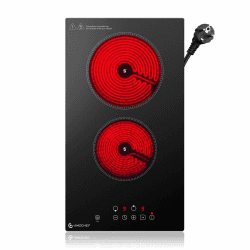 AMZCHEF Glaskeramikkochfeld 2 Platten, 3200W Kochfeld 2 Platten mit 9 Leistungsstufen, 2-in-1 Freistehend-/Einbau-Design, Touch-Steuerung, Mattierte Glasoberfläche, Kompatibel mit Allen Kochgeschirren 52 x 30 x 7.2 cm Schwarz Angebot bei HelloDeals