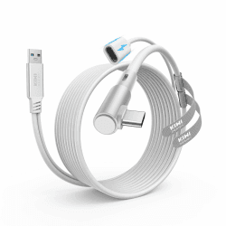 KIWI design Link-Kabel mit Ladefunktion 5M Kompatibel mit Meta Quest 3s Quest 3 Quest 2/Pro/Pico 4 und PC/SteamVR, USB 3.0 zu USB C mit 5 Gbps High-Speed für Erweitertes Gameplay Angebot bei HelloDeals