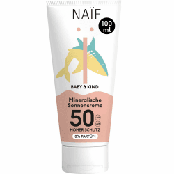 Naïf Sonnencreme mineralisch Baby & Kind LSF 50, 100ml | 0% Parfüm, UVA und UVB Schutz, Wasserresistent, Dermatologisch getestet, Ohne Mikroplastik 100 ml (1er Pack) Angebot bei HelloDeals