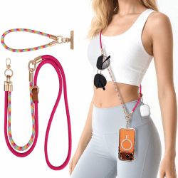 memumi 3-in-1 Handy-Gurt,Universal Handykette mit Metallschnalle, Kette um Hals & Handgelenk & Schulter, Robust Lanyard für Smartphones Airpods Rosarot Angebot bei HelloDeals