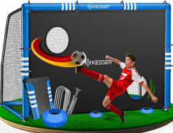 KESSER® Fußballtor für Garten Robustes Outdoor Training Schusstraining UV-beständigem Netz, Stahlrahmen mit Polsterung, Erdhaken, Luftpumpe, Hüttchen, Montagezubehör für Kinder und Erwachsene 240cm - mit Torwand Blau Angebot bei HelloDeals