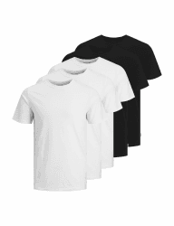 JACK & JONES 5er Pack Herren Shirts T-Shirt JJENOA Tee SS Crew Neck L Black/Pack:3white 2black Angebot bei HelloDeals