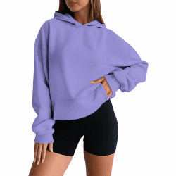 Hoodie Damen Oversize Pullover Sweatshirt Kapuzenpullover Pulli Sweatjacke Sport Oberteile Mit Tasche Tops Streetwear XS-5XL 11 Lila M Angebot bei HelloDeals