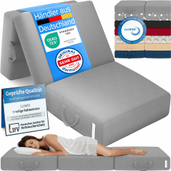 ELONEO Klappmatratze, Gästematratze, 3-teilige Faltmatratze, Schaumstoff extra dick (15cm), waschbar, Bandscheibenwürfel, klappbar, Faltbare Matratze, Erwachsene (Grau, 90 x 200 x 15 cm) Grau 90 x 200 x 15 cm Angebot bei HelloDeals