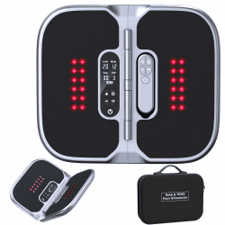 Medic Durchblutungs-Stimulator Beine & Füße mit Rotlichttherapie(660+850NM), EMS Fußmassagegerät mit Doppelter Physiotherapie, Mit magnetischem Fernbedienung und beiliegender Tragetasche Grey Angebot bei HelloDeals