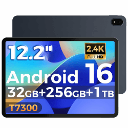 Tablet 12.2 Zoll Android 16 Tablets, 32GB RAM+256GB ROM, 2400*1600 IPS 10000mAh Tablet Octa-Core T7300, 5+16MP/Gemini AI/Widevine L1/TÜV Rheinland/18W Schnellladung/IP54 Wasserdicht Blau Angebot bei HelloDeals
