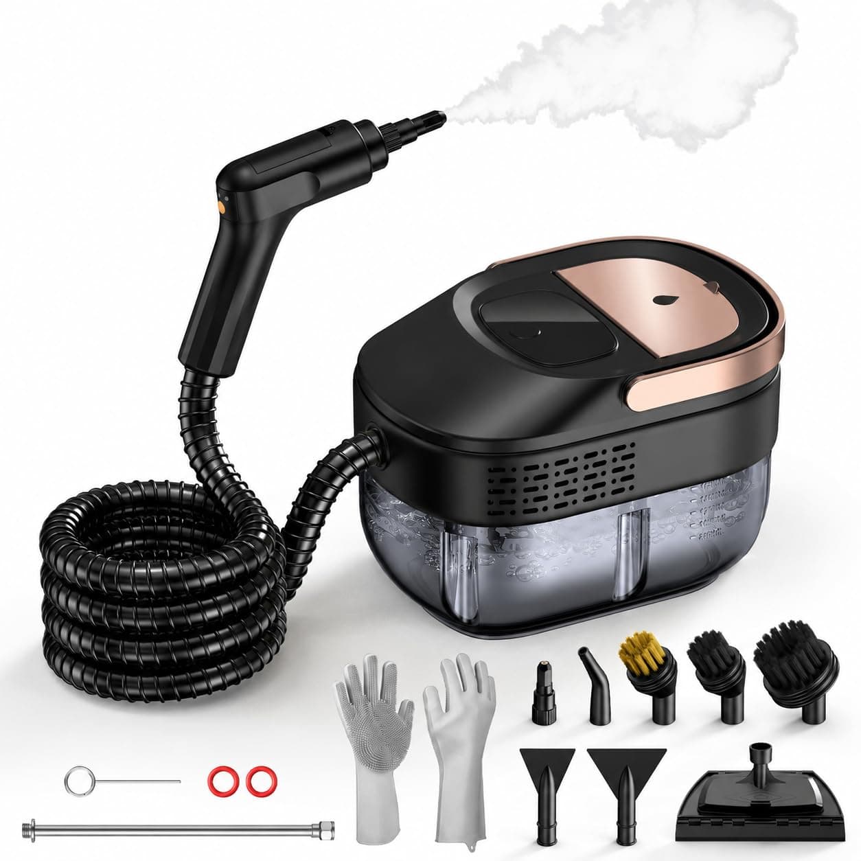 ODSD Dampfreiniger Handgerät für Haushalt und Auto 15s Aufheizzeit | 3 BAR Hochdruckdampf, 1,6L großer Tank, 3-stufig einstellbarer Dampfreiniger, für Küche, Bad, Fenster und Boden Reinigung Schwarz Angebot bei HelloDeals