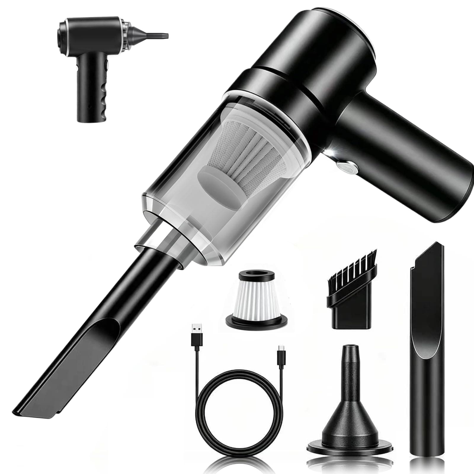SCOVEE Handheld Staubsauger, Mini Tragbar Staubsauger, 20000PA Leistung, Super Leistungsstarke 4-in-1 Multifunktionalität, Einfach zu tragen, Geeignet für Büro, Auto, Zuhause, Büro Schwarz-01 Angebot bei HelloDeals