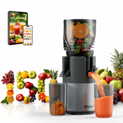 B Megajuicy 150mm XL slow juicer – kaltpress entsafter für obst & gemüse, mit rückwärtslauf, BPA-frei, leicht zu reinigen, inkl. bürste & 2 behälter (550ml, 450ml), 300W – für saft & sorbet Angebot bei HelloDeals