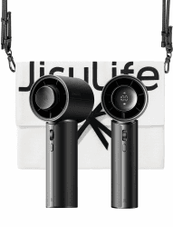JISULIFE Handventilator, Mini Tragbarer Turbo-Ventilator mit Hochwertigem PU-Leder, [Bis zu 30 Stunden Kühlzeit], 1–100 Geschwindigkeit, USB-Ventilator für Reisen-Schwarz Samtschwarz Angebot bei HelloDeals