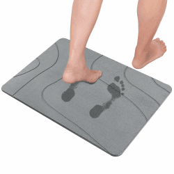 Kieselgur rutschfeste Badematte Duschmatte Stein Badezimmermatte Schnelltrocknende Naturstein Bodenmatte 60x39cm (Dunkelgrau-C) Körniges Dunkelgrau Angebot bei HelloDeals