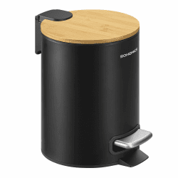 SONGMICS Kosmetikeimer, Mülleimer Bad, mit Deckel aus Bambus, Tretmülleimer mit Metallpedal, Inneneimer herausnehmbar, Softclose, für Badezimmer, 3 Liter, tintenschwarz LTB113BZ01 Tintenschwarz 3 L Angebot bei HelloDeals