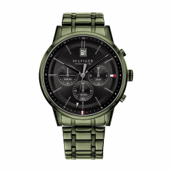 Tommy Hilfiger Multi Zifferblatt Quarz Uhr für Herren mit Edelstahl- oder Lederarmband Green Angebot bei HelloDeals