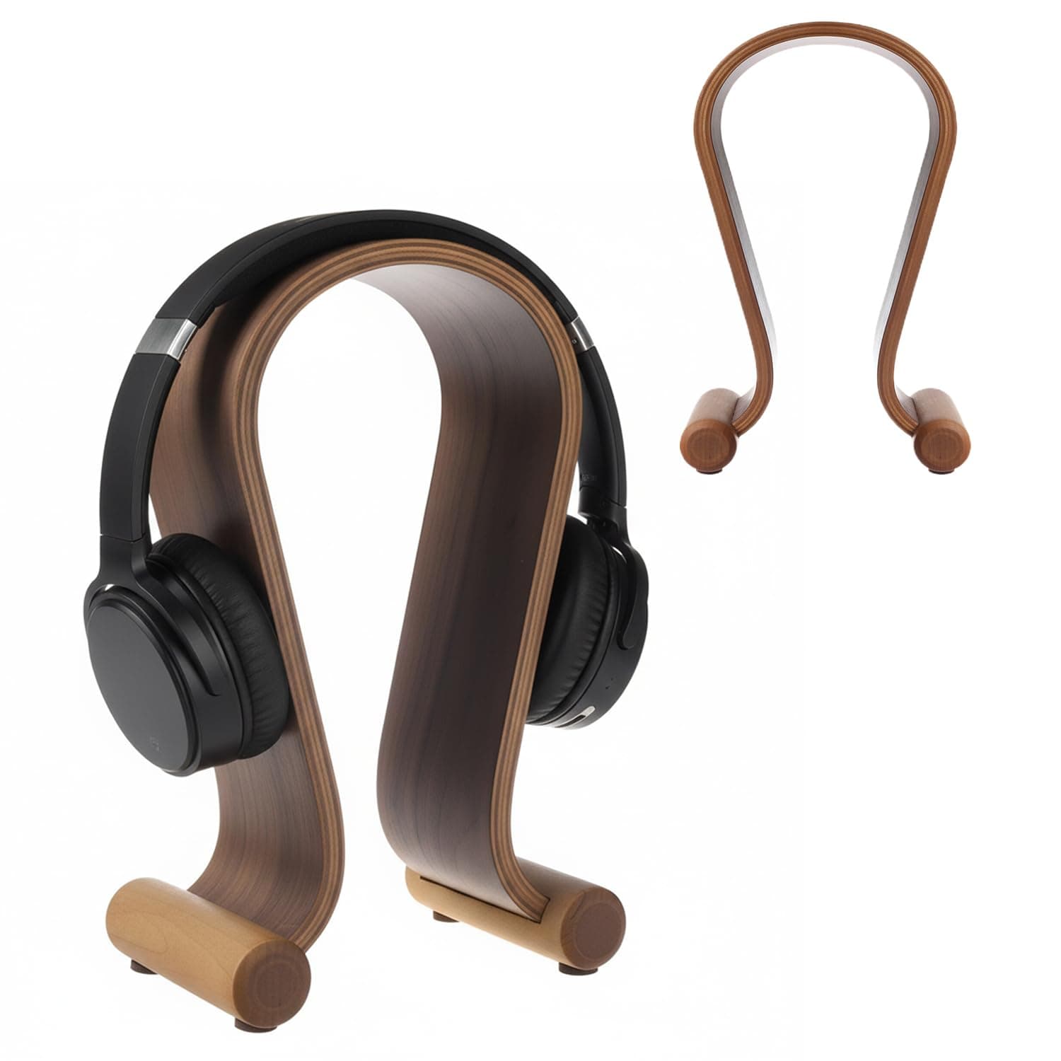Maclean MC-815 Kopfhörerständer aus Holz | Universal Halter für Over-Ear Headsets | Stabil & Dekorativ | Kopfhörerhalter für Büro Studio Zuhause (Walnuss) Angebot bei HelloDeals