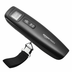 Amazon Basics Tragbare Digitale Kofferwaage mit Haken, Tara-Funktion und Einheitenumrechnung – Präzise Gewichtsmessung bis 50 kg, Praktisch für Reisen,Einheitsgröße, Schwarz Single Angebot bei HelloDeals