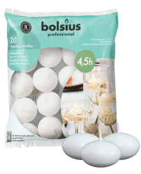 Bolsius - Schwimmkerzen - Weiß - 20 Stück - im Beutel - Länge Brenndauer 4,5 Stunden - 4,5 x 3 cm - Unparfümierte - Natürliches Pflanzenwachts - Ohne Palmöl Weiß 4.5 x 22 x 19 cm (Packung mit 1) Angebot bei HelloDeals