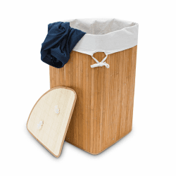 Relaxdays Eckwäschekorb Bambus, faltbare Wäschebox 60 l, platzsparend, Wäschesack Baumwolle, 65 x 49,5 x 37 cm, natur 1 Natur 65.5 x 49.5 x 37 cm Angebot bei HelloDeals