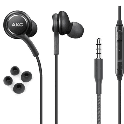 ElloGear Stereo-Ohrhörer für Samsung Galaxy S10, S10E Plus, Erstausrüster, kabelgebunden, entworfen von AKG, mit Mikrofon und Lautstärkeregler, schwarz Angebot bei HelloDeals