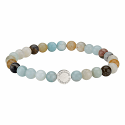 LIEBESKIND BERLIN Damen Beads Armband – Armschmuck aus Edelstahl und Halbedelsteinen - Schmuckstück und Talisman zugleich – elastisch, handgefertigt, modisch, vielseitig kombinierbar Silber / Amazonite Angebot bei HelloDeals