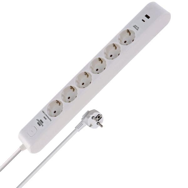 Brennenstuhl Steckdosenleiste 6-Fach mit USB und Überspannungsschutz | Mehrfachsteckdose mit 1x USB C PD 20W zum Schnellladen und 1x USB A 20W, Schalter, 2m Kabel, weiß Angebot bei HelloDeals