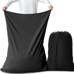 AiQInu Große Wäschesäcke Wäschesack mit Kordelverschluss，Faltbarer Wäschesack für Schlafsaal und Reisen Wäscheraum, 70 x 115cm, 2 Stück Schwarz 70 x 115cm - 2 Stück Angebot bei HelloDeals