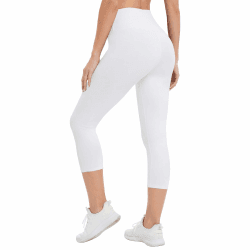 DDOBB Capri Leggings Damen High Waist 3/4 Leggins Blickdicht Caprihose Kurze Sporthose Elastisch Yogahose Laufhose Hose für Fitness Zuhause 42-48 B-weiß Angebot bei HelloDeals