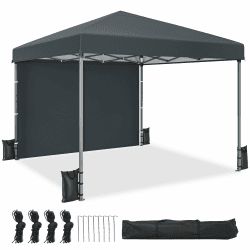 DWVO 3 x 3m Pop-Up Pavillon | wasserdicht Faltpavillon | Anti-UV Gartenzelt Partyzelt | mit Tragetasche und Seilen | für Camping Markt Festival (Grau+Einteiliges Tuch) Grau 3X3M Stil 3 Angebot bei HelloDeals