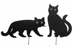 WENKO Maximex Vogelschreck Mod. Katzen 2er Set zur Vertreibung ungebetener Gäste im Garten aus schwarz lackiertem Metall mit funkelnden Murmel-Augen Maße 37 x 24 cm Angebot bei HelloDeals