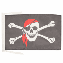 AZ FLAG - Flagge Pirat Rotes Halstuch - 45x30 cm Mit Kordel - Piraten Totenkopf Fahne 30 x 45 Cm - Flaggen Pirat rotes Kopftuch 45 cm x 30 cm Angebot bei HelloDeals