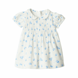 Amazon Essentials x Sofia Grainge Mommy & Me Kleider aus Baumwollsatin Girls' Puff Sleeve Dress 4 Jahre Elfenbeinblaues Blumenmuster Angebot bei HelloDeals