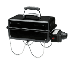 Weber Go-Anywhere Gasgrill | Grill mit klappbaren Beinen, Zündknopf, Robuste Emaille, leicht, kompakter Campinggrill, 42 x 26 cm Grillfläche, Schwarz Gas Version Angebot bei HelloDeals