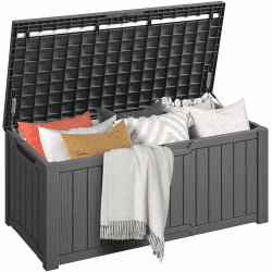 DWVO Gartenbox|450 Liter 142.1x67.6x60cm|Auflagenbox Aufbewahrungsbox Garten Kissenbox Outdoor Gartentruhe |Wasserdicht Gasdruckfeder|Für Sitzauflagen Gartengeräte & Kinderspielzeug|Dunkelgrau 450L Dunkelgrau Angebot bei HelloDeals