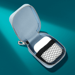 Tragbare Ohrhörer-Hülle aus PU-Leder mit Netztasche, geeignet für kabellose Kopfhörer, kabelgebundene Kopfhörer, USB-Ladekabel Himmelblau Angebot bei HelloDeals
