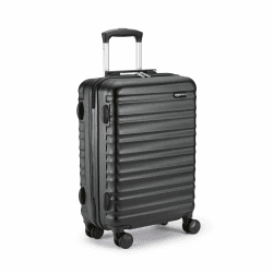 Amazon Basics Hartschalen-Kabinen-Koffer - ABS-Handgepäck Zugelassen für Ryanair - Kratzfest und Leicht - 55 x 40 x 20cm - Schwarz Schwarz XS 1-Stück Angebot bei HelloDeals