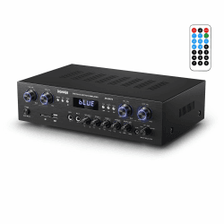 Donner Audio Leistungsverstärker Bluetooth 5.0, Donner 440W Audio Verstärker 4 Kanal, Stereo Receiver mit USB, SD, FM, 2 Mikrofoneingang Echo, RCA, LED, für Studio, Heimkino, MAMP5 Angebot bei HelloDeals