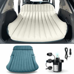 Ciremiv Auto Matratze mit Doppelseitiger, Dicker Beflockung,Auto Luftmatratze mit Pumpe und Eingebautem Kissen/Auslaufsichere, Bequeme, Langlebige Autobett,Car Bed für Autocamping, Roadtrip(Blau+weiß) Angebot bei HelloDeals