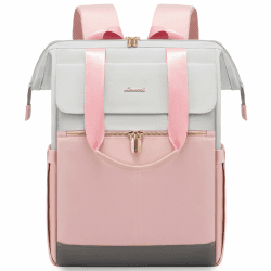 LOVEVOOK Laptop Schulrucksack Teenager, Damen Rucksack Modern, Schultasche Backpack Women Elegant Tagesrucksäcke Handtasche 2 in 1, 15,6 Zoll für Uni Büro Arbeit, Hellgrau & Rosa Hellgrau & Rosa 15.6" Angebot bei HelloDeals