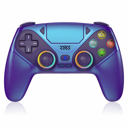 Dinosoo RGB Wireless Controller für PS5/Pro/Slim/PC,Metallic-Blau Bluetooth Gamepad with Back Paddles, Touchpad, 3,5-mm-Audioanschluss, Dual-Vibration, Macro, Turbo, 6-Axis Motion #Metallic Blau Angebot bei HelloDeals