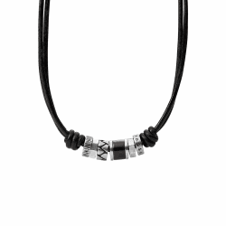 Fossil Herren-Halskette aus Leder mit Karabinerverschluss Silber Angebot bei HelloDeals