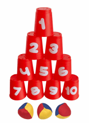 Idena 40416 - Ballwurfspiel mit 10 Bechern und 3 Bällen, ab 3 Jahren, für Geburtstagsfeiern, im Garten oder Park Angebot bei HelloDeals
