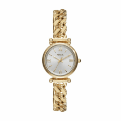 Fossil Carlie Watch für Damen, Goldfarbenes Quarz-Dreizeigerwerk mit Edelstahlarmband 28 mm Goldton und Weiß Angebot bei HelloDeals